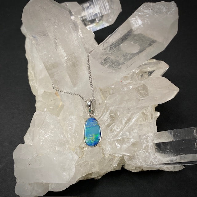 Australian Opal doublet silver pendant 