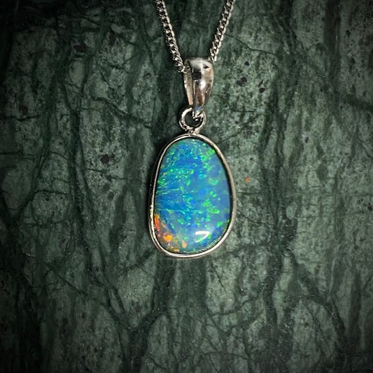 Australian Opal doublet pendant set in sterling silver 