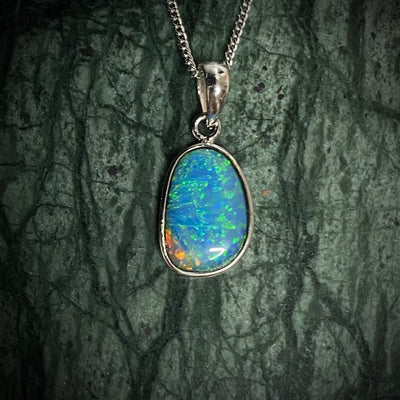 Australian Opal doublet pendant set in sterling silver 