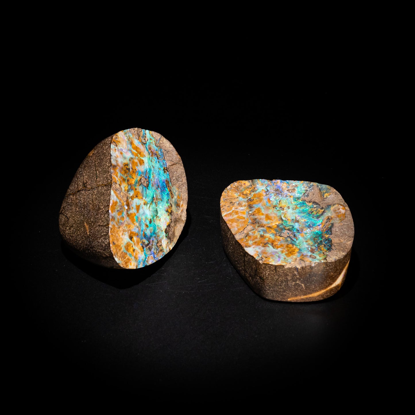 Australian Boulder Opal split pair Specimen