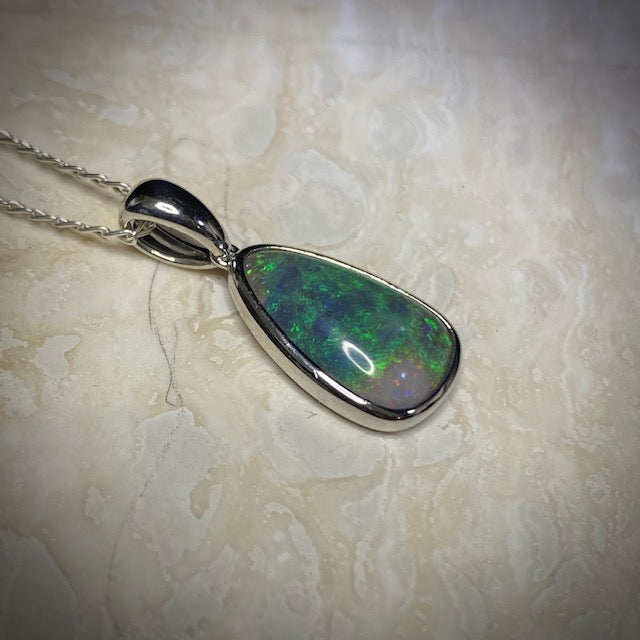 Australian Black Opal pendant 
