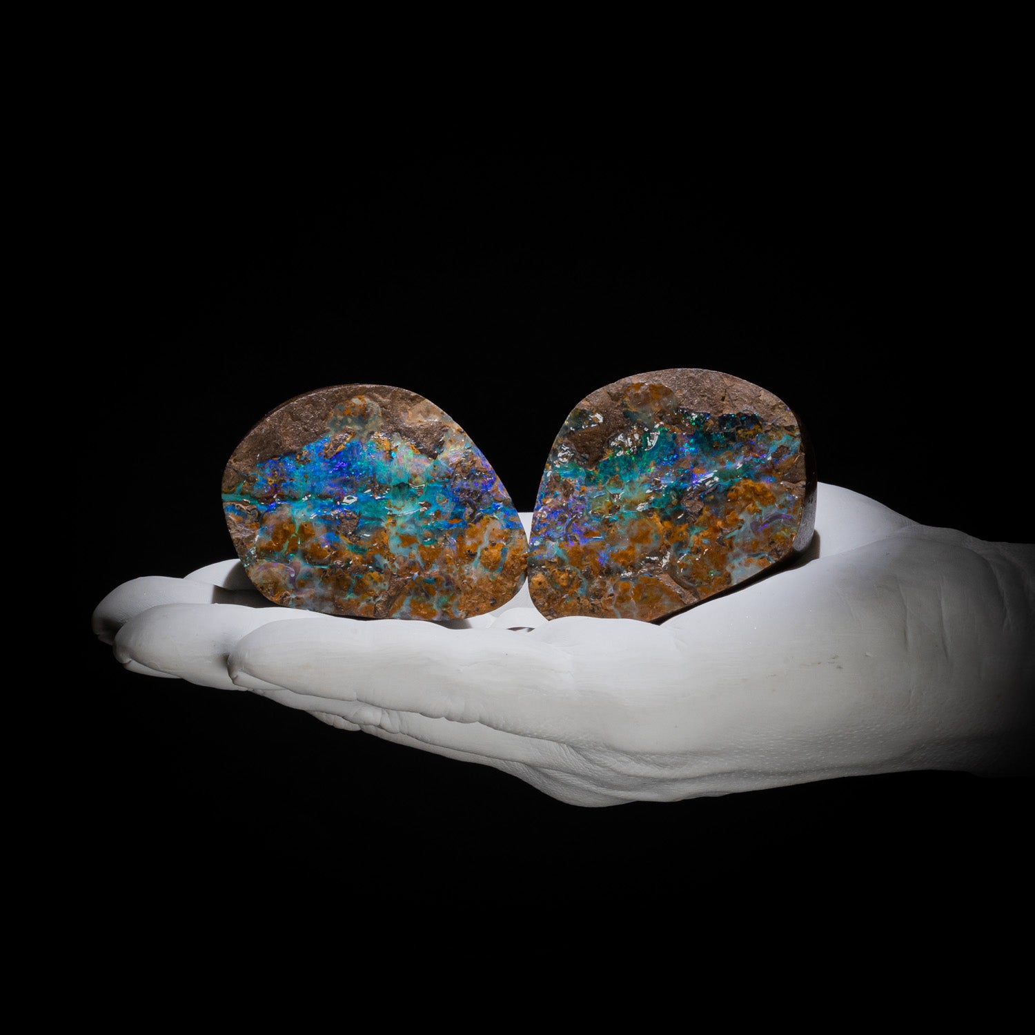 Australian Boulder Opal split pair Specimen