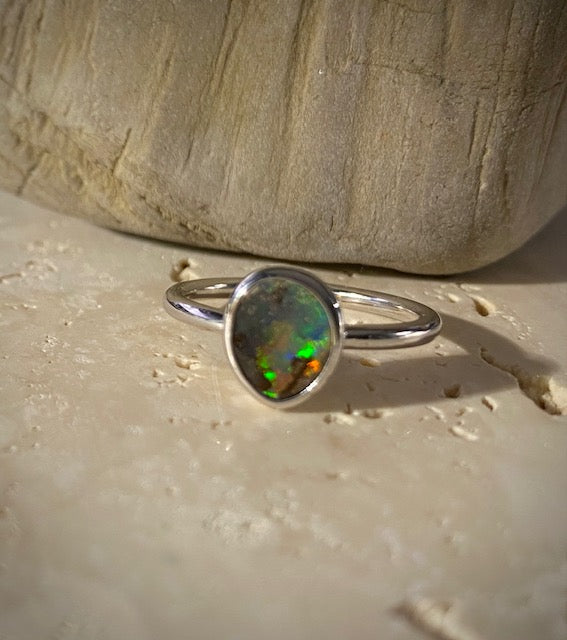 Opal Boulder silver ring - 118