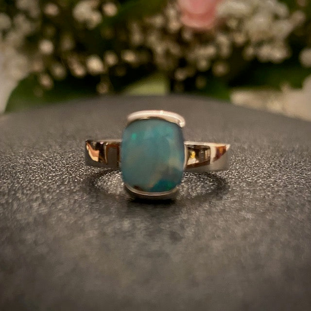 Australian Opal Boulder Silver Ring 2407