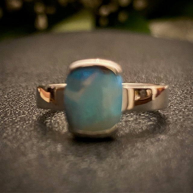 Australian Opal Boulder Silver Ring 2407