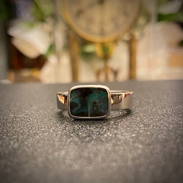Boulder opal ring - 124