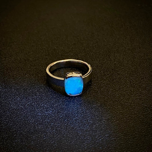 Australian Boulder opal in sterling silver ring
