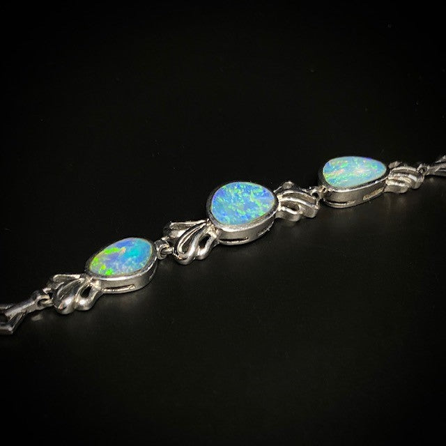 Opal Doublet Silver Bracelet 
