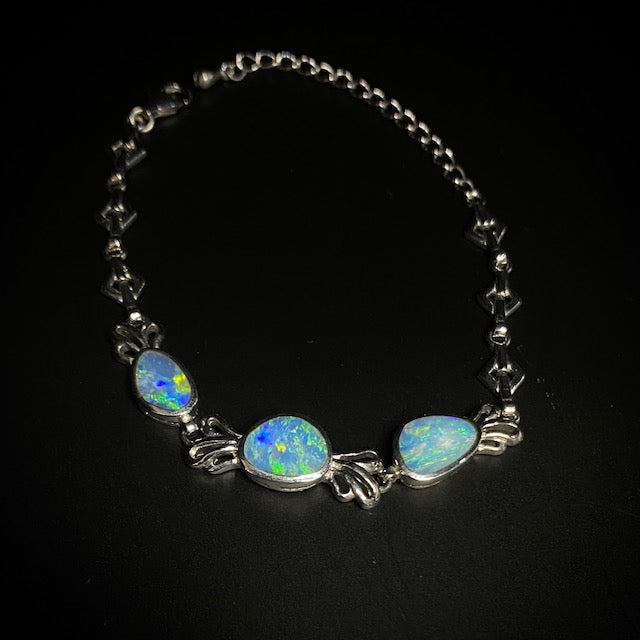 Opal Doublet Silver Bracelet 