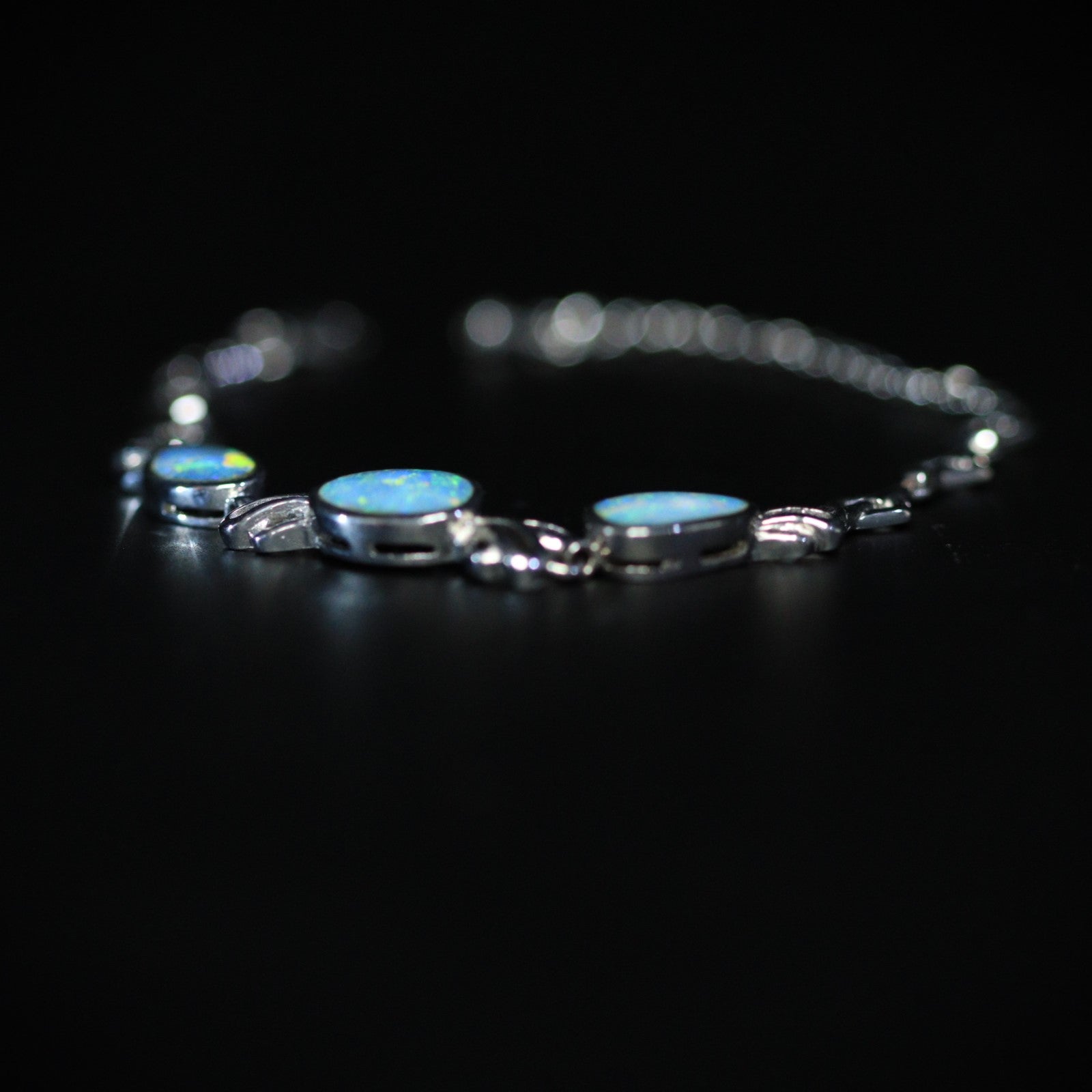 Opal Doublet Silver Bracelet 