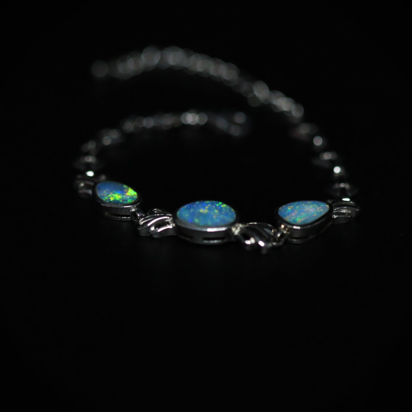 Opal Doublet Silver Bracelet 