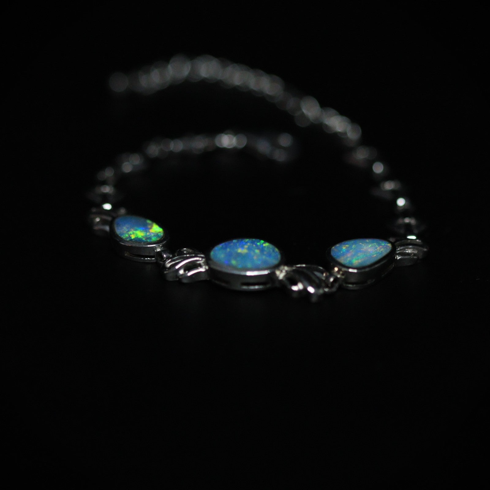 Opal Doublet Silver Bracelet 