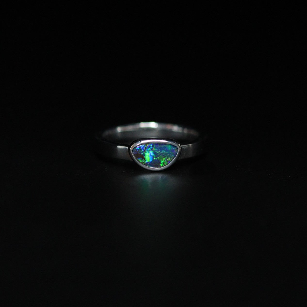 Australian Boulder opal in Sterling Silver Ring