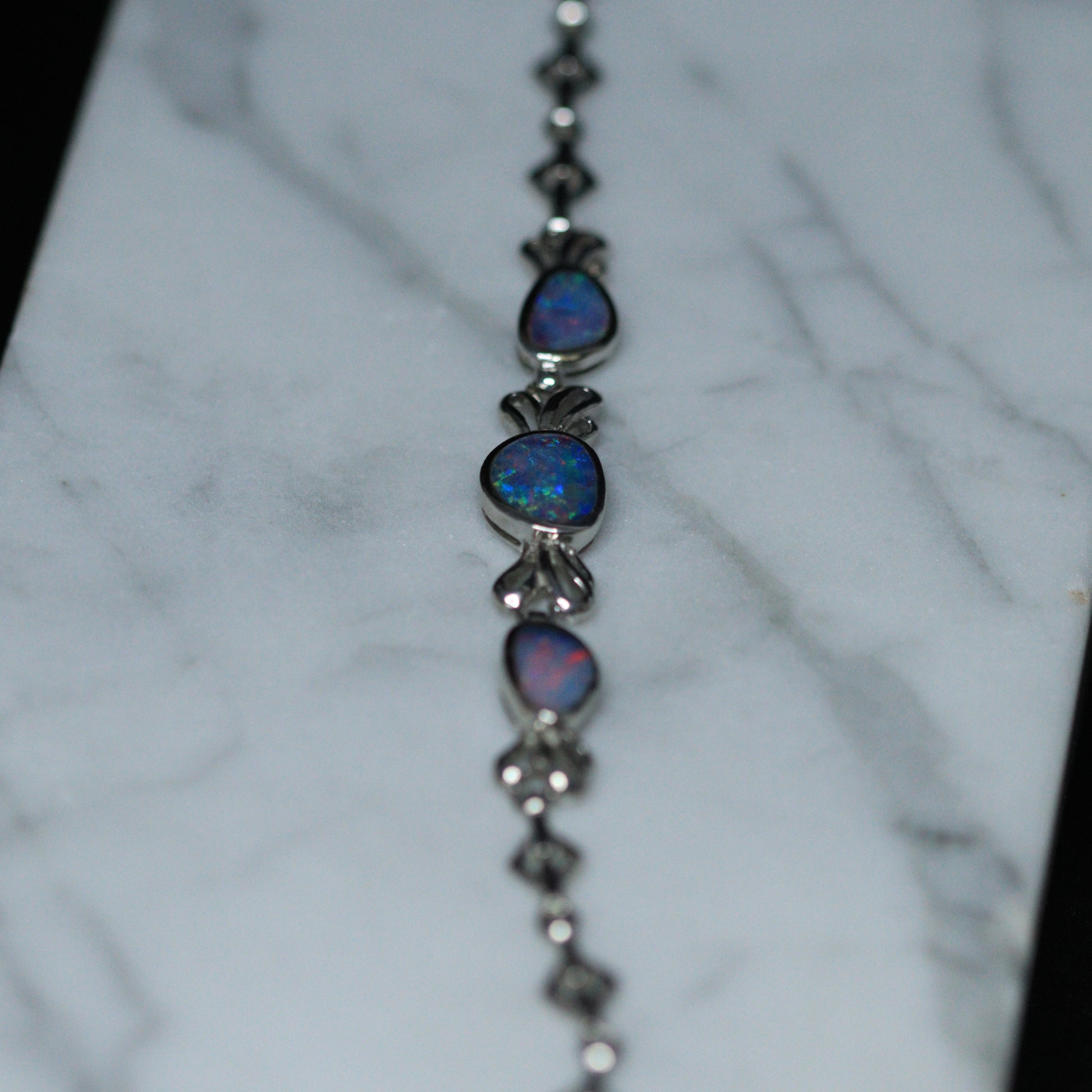 Australian Opal Doublet Silver Bracelet 