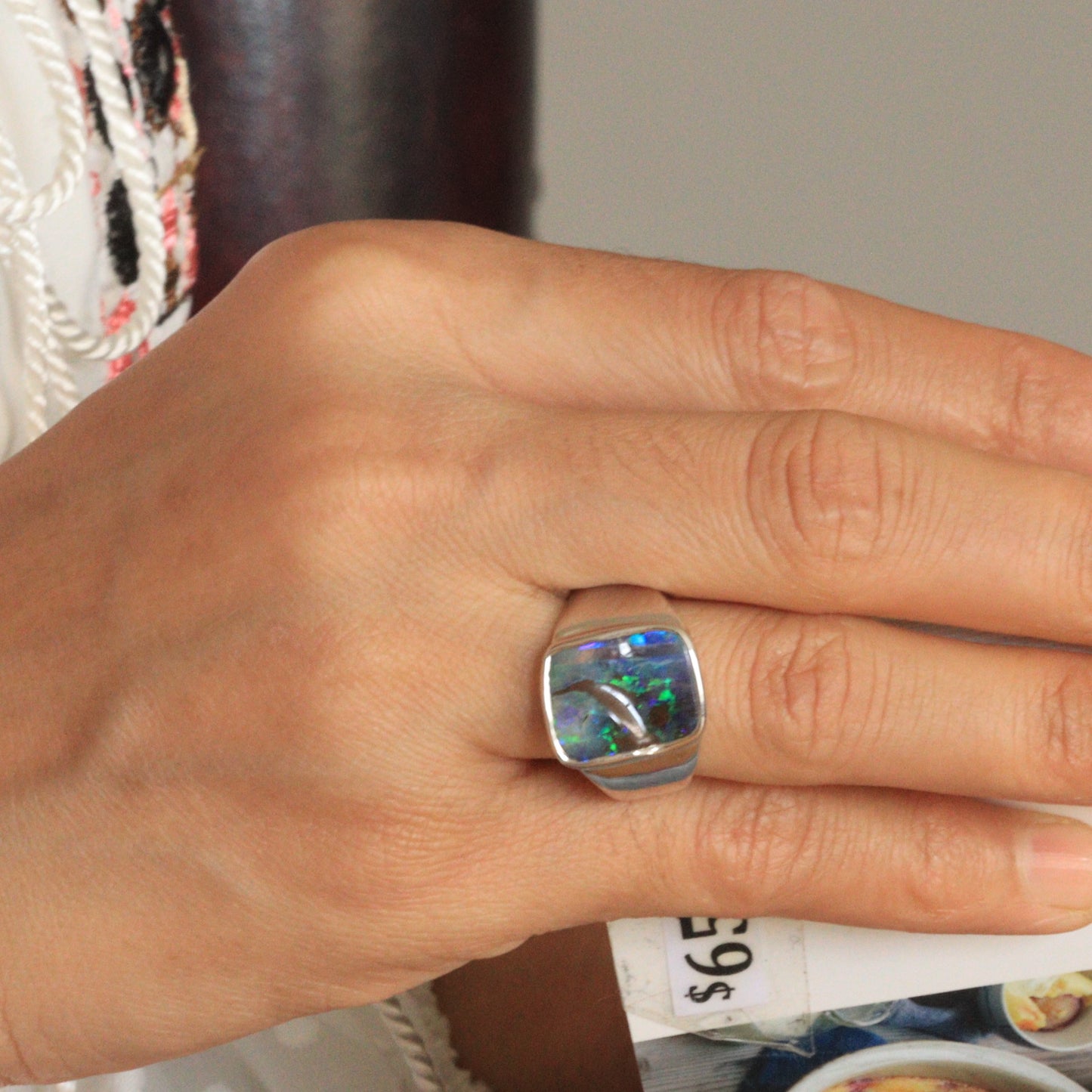 Australian Boulder Opal ring - 103