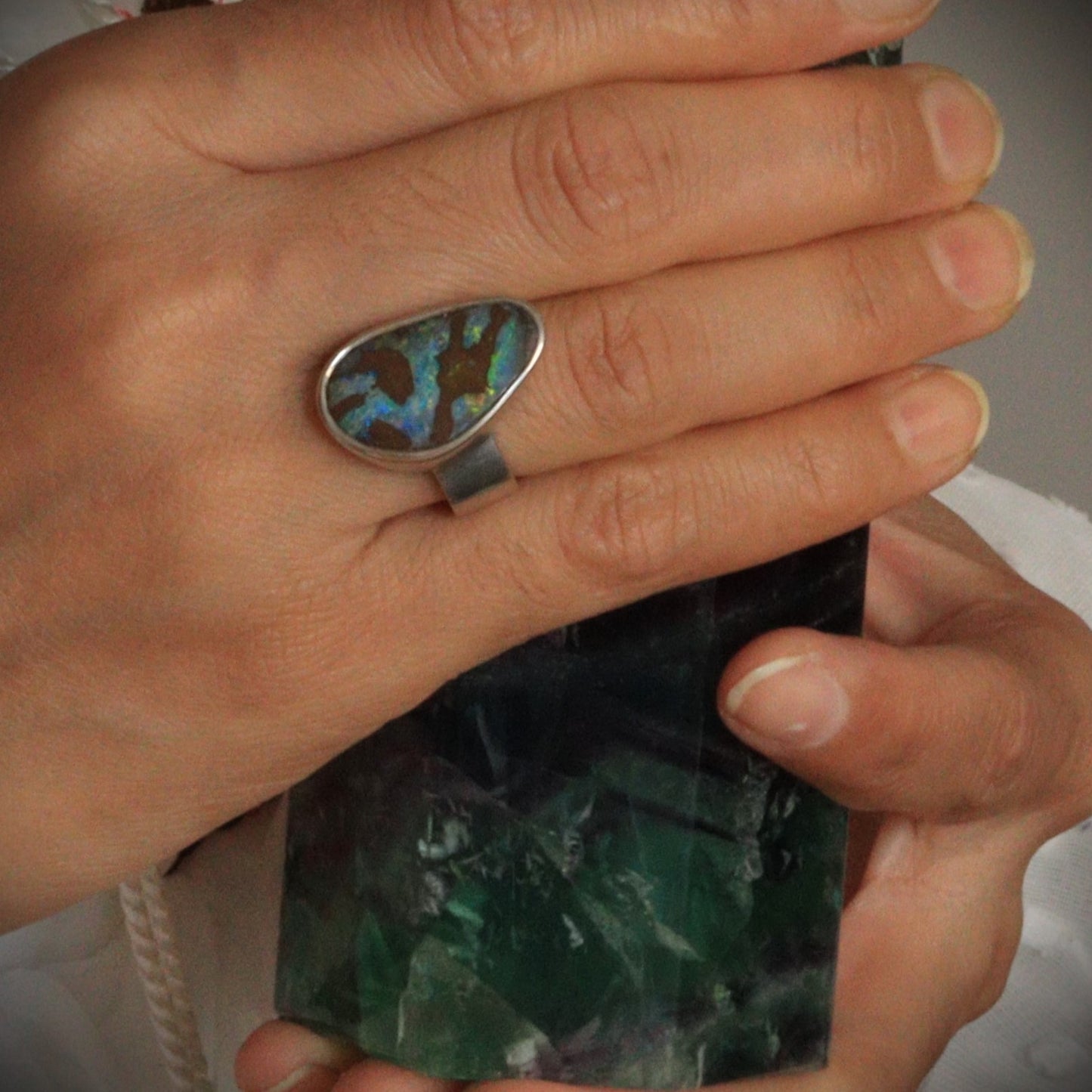 Australian Boulder Opal ring - 104