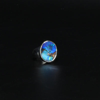 Australian Boulder Opal ring - 105