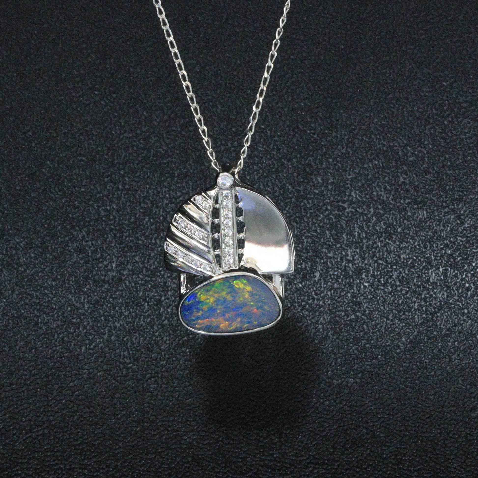 Australian Opal Doublet Silver Brooch or Necklace 
