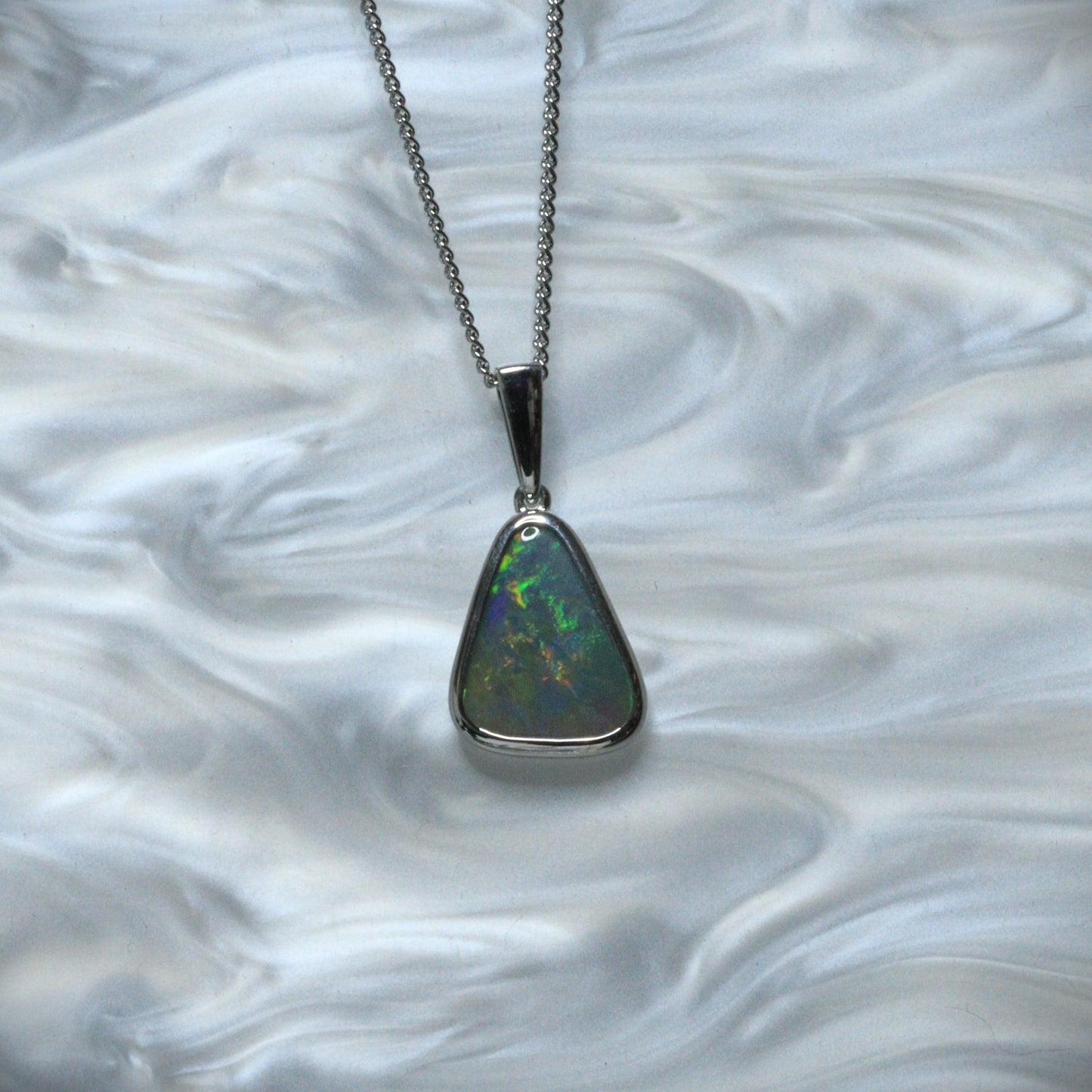 Opal Black silver pendant 