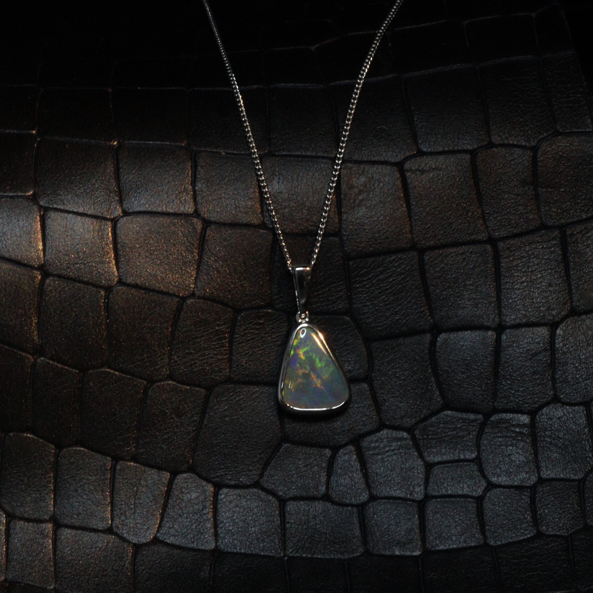 Opal Black silver pendant 
