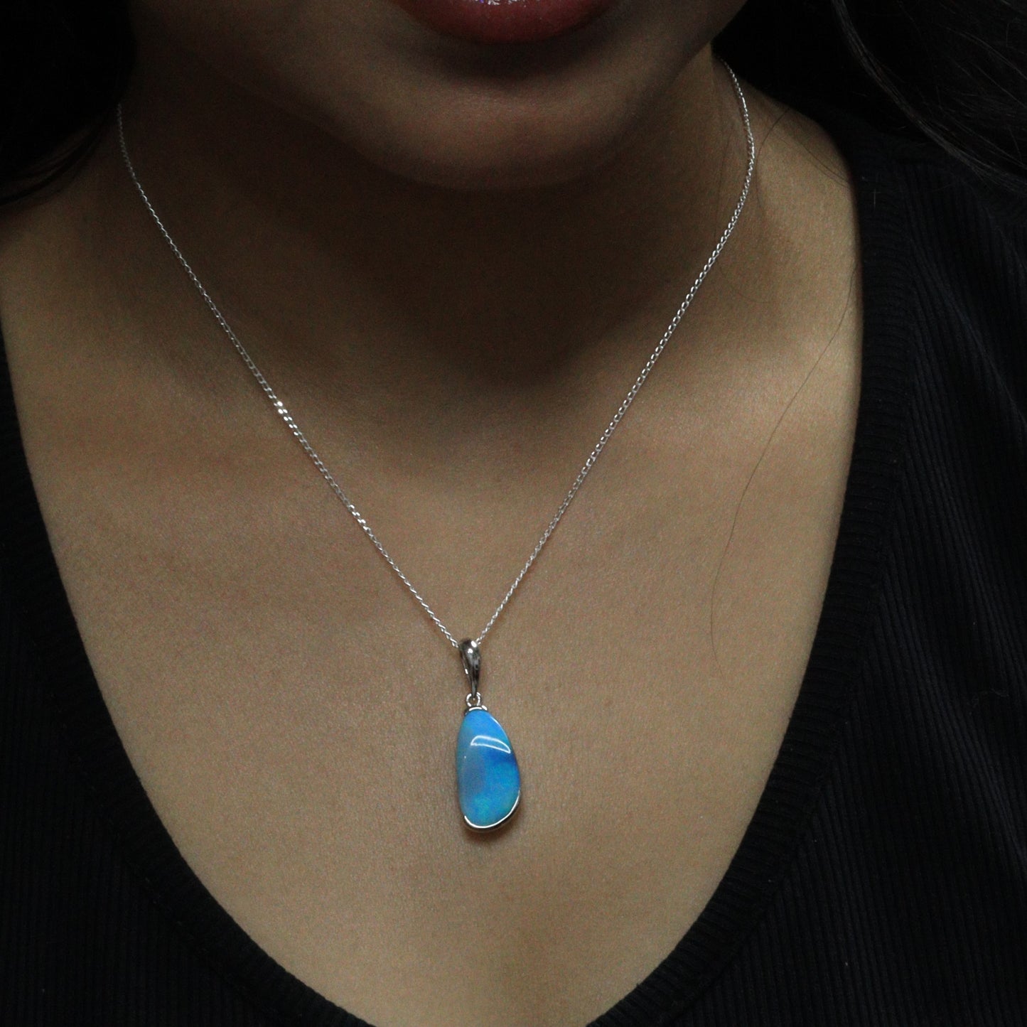Australian Boulder Opal silver pendant
