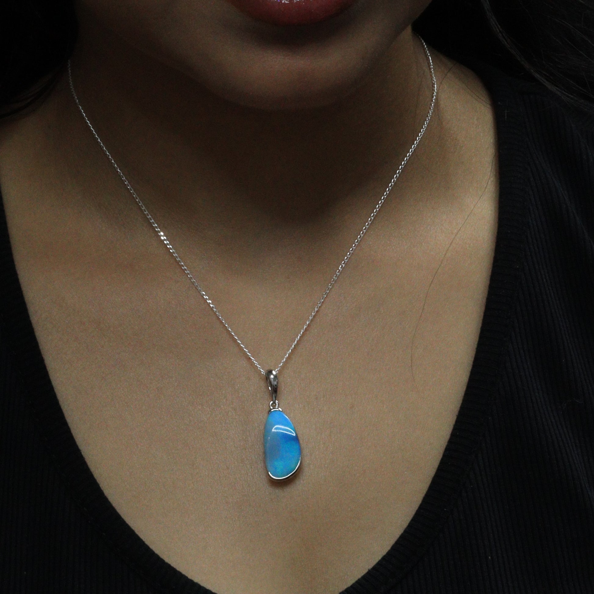Australian Boulder Opal silver pendant