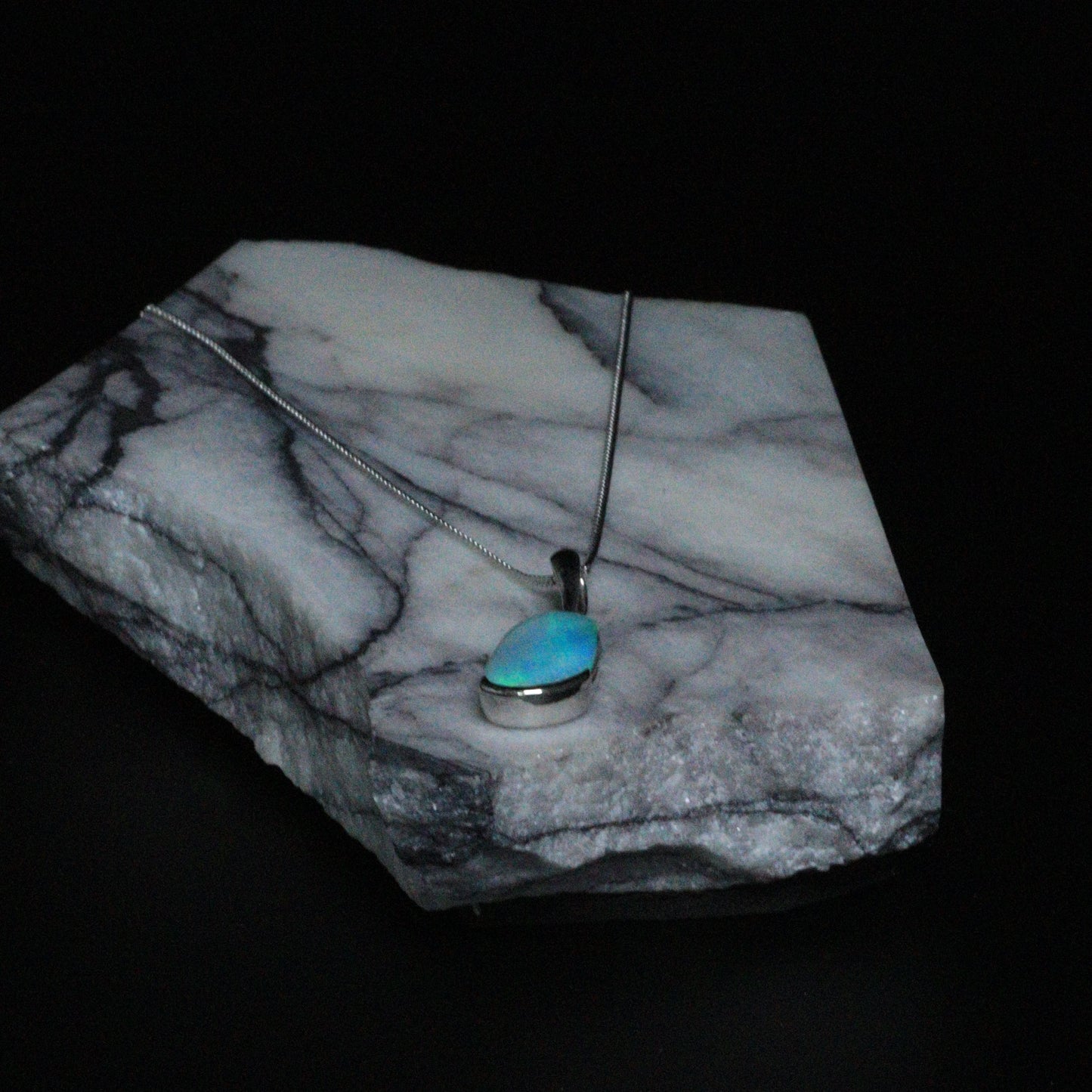 Australian Boulder Opal silver pendant