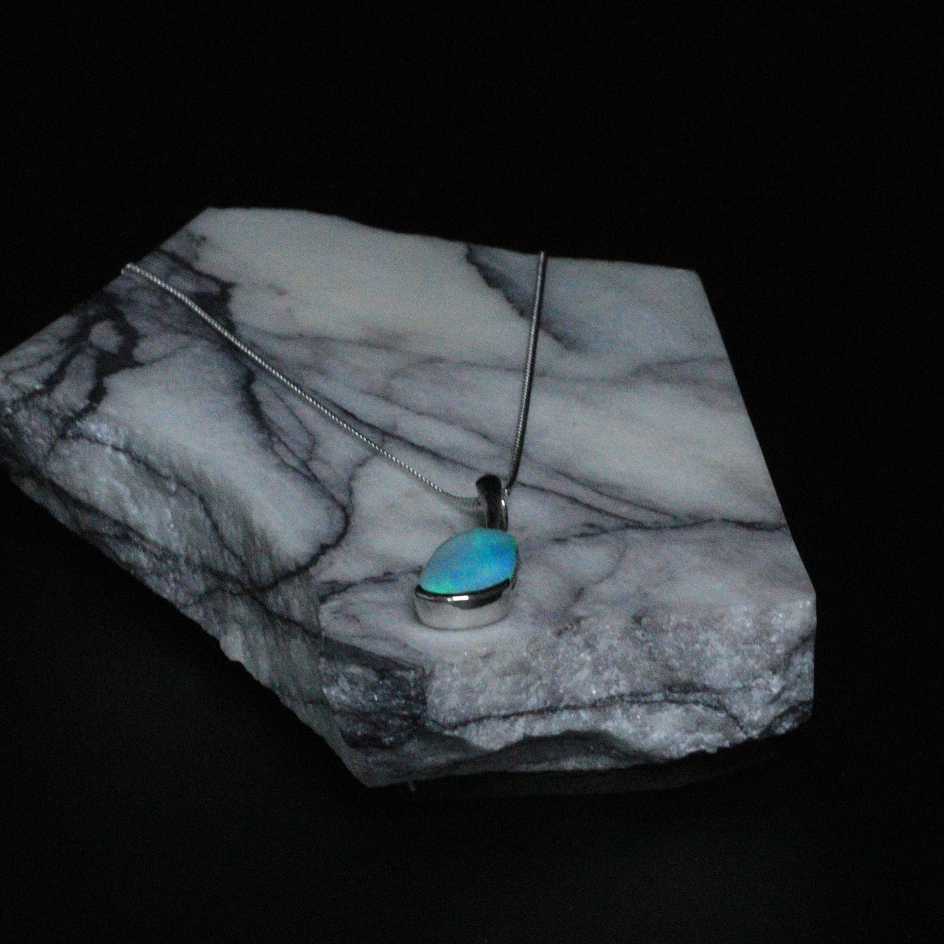 Australian Boulder Opal silver pendant