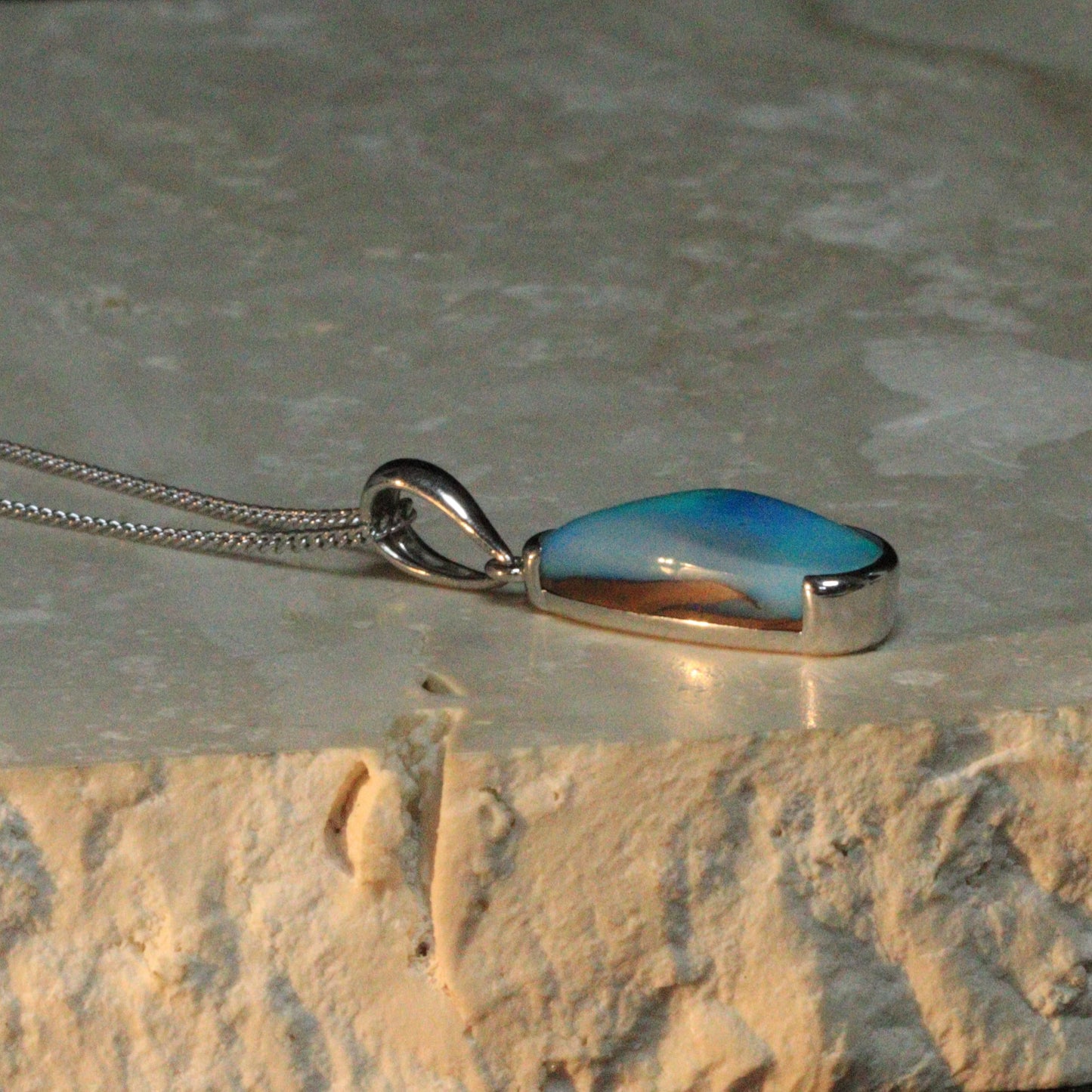 Australian Boulder Opal silver pendant