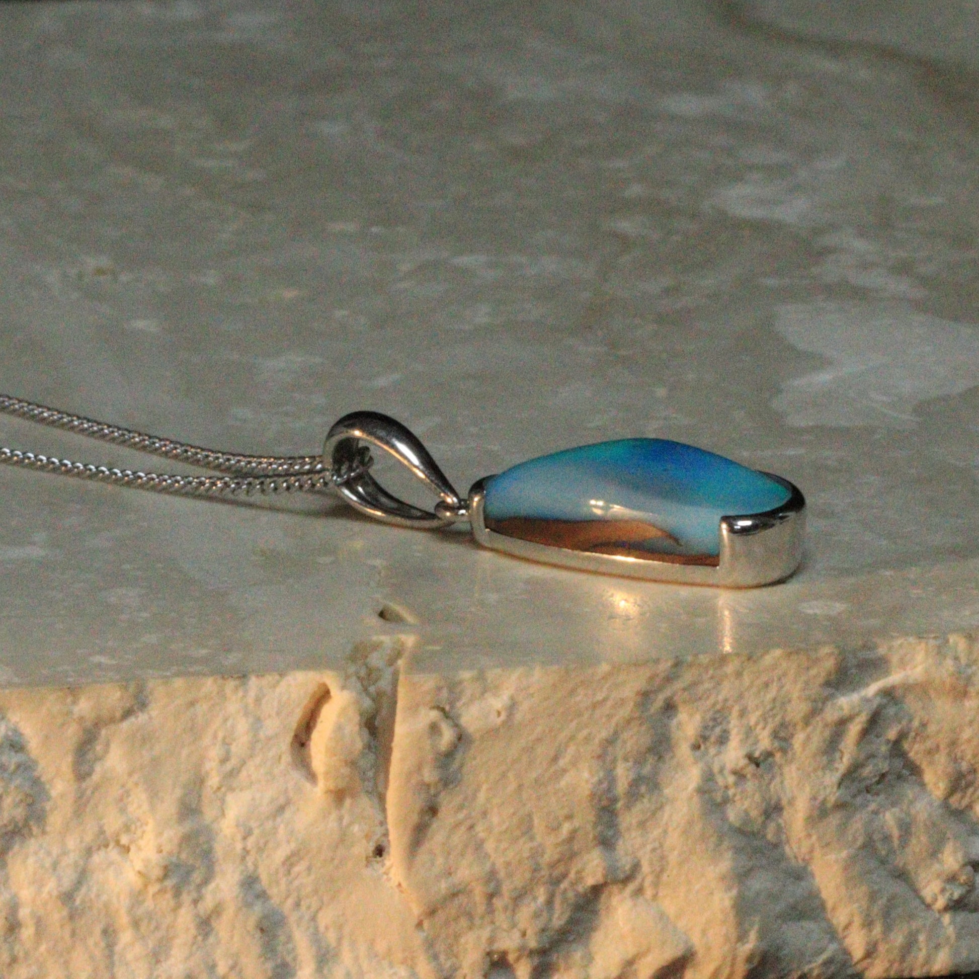 Australian Boulder Opal silver pendant