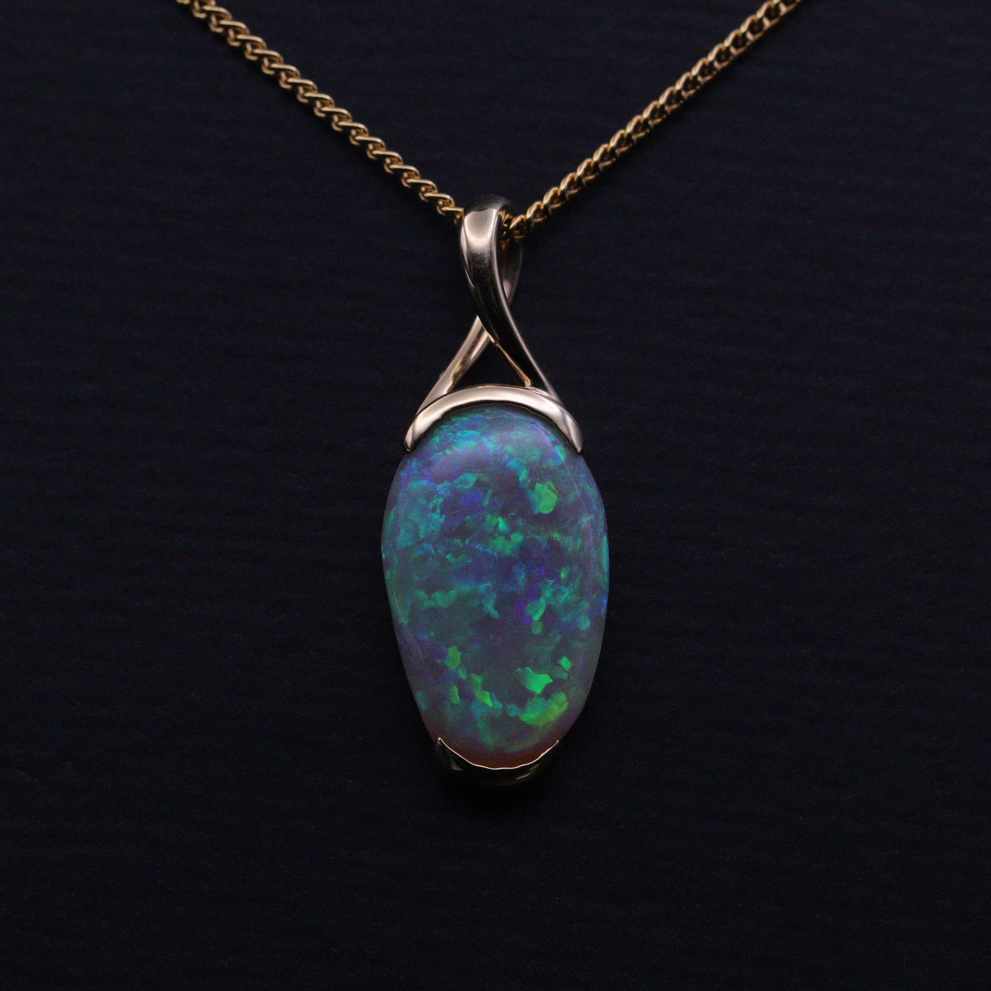 Australian Black Opal 18k Gold Pendant