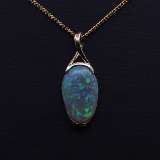 Australian Black Opal 18k Gold Pendant