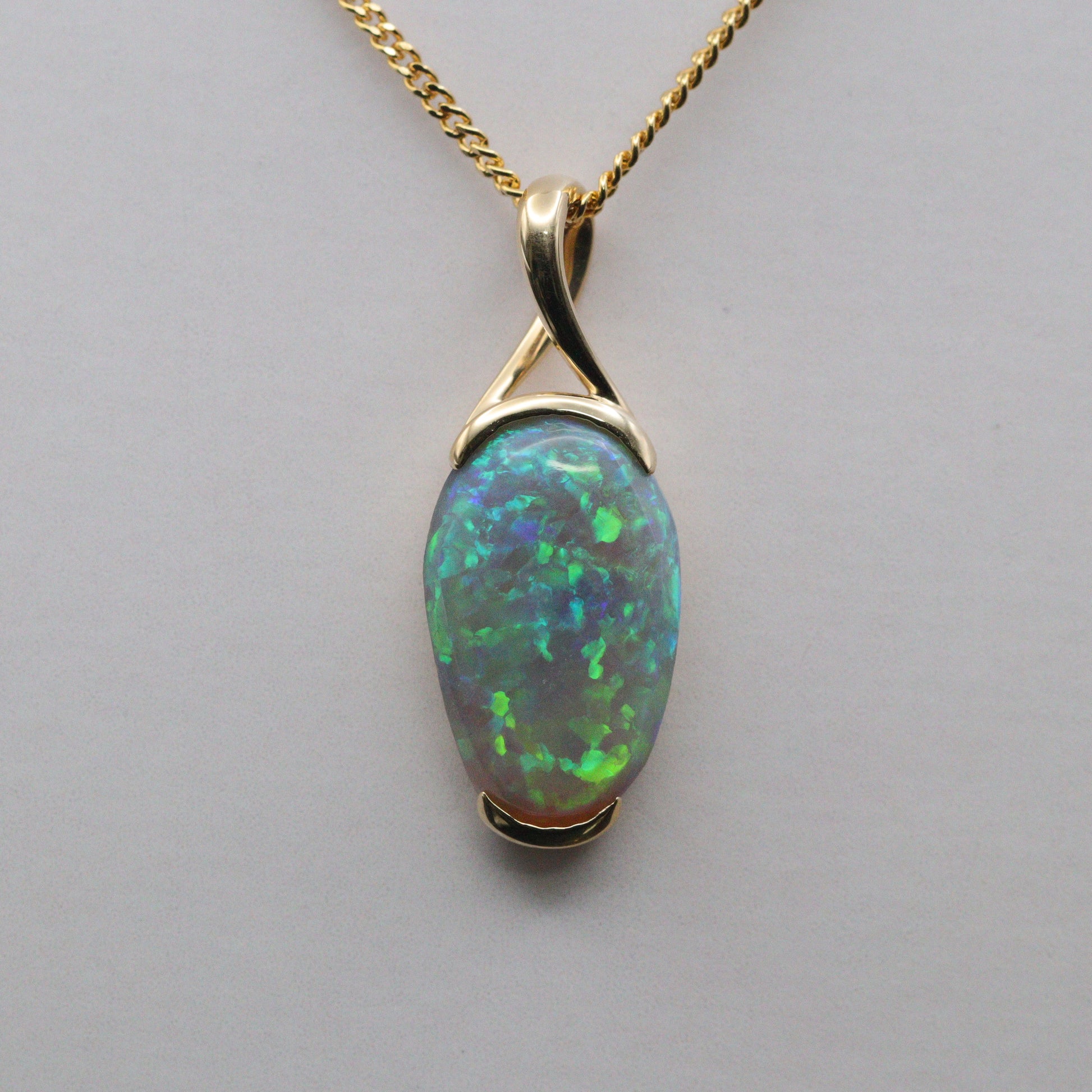 Australian Black Opal 18k Gold Pendant