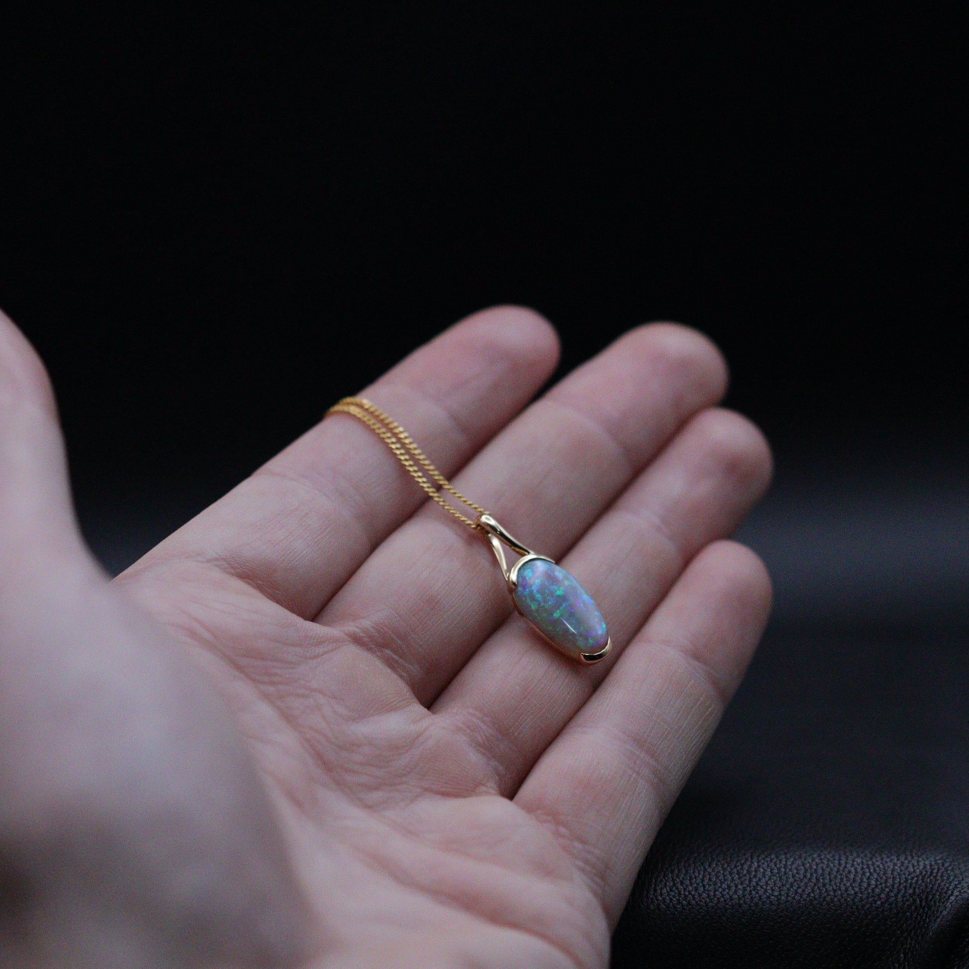 Australian Black Opal 18k Gold Pendant