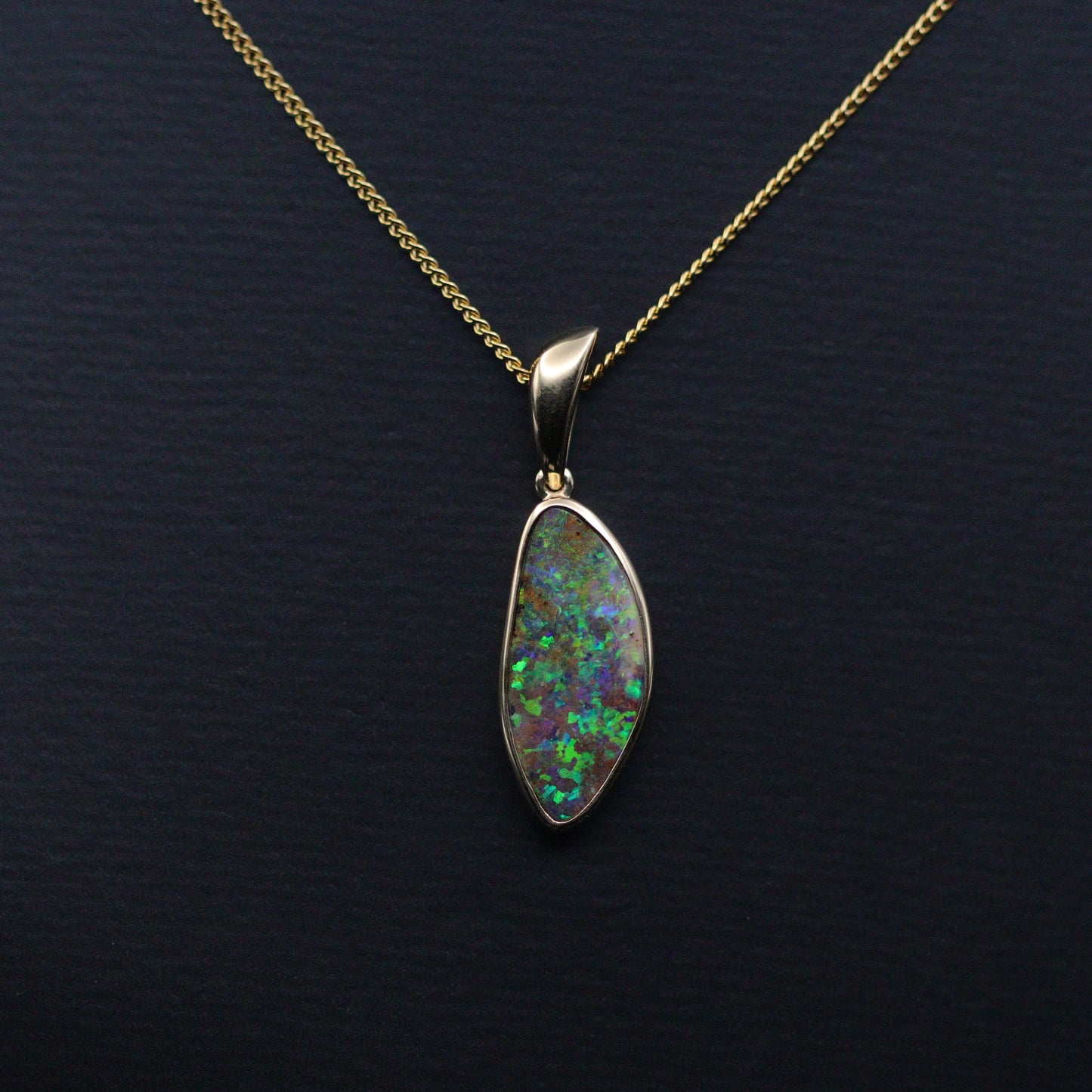 Australian Boulder Opal 18k Gold Pendant