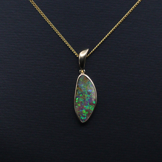 Australian Boulder Opal 18k Gold Pendant