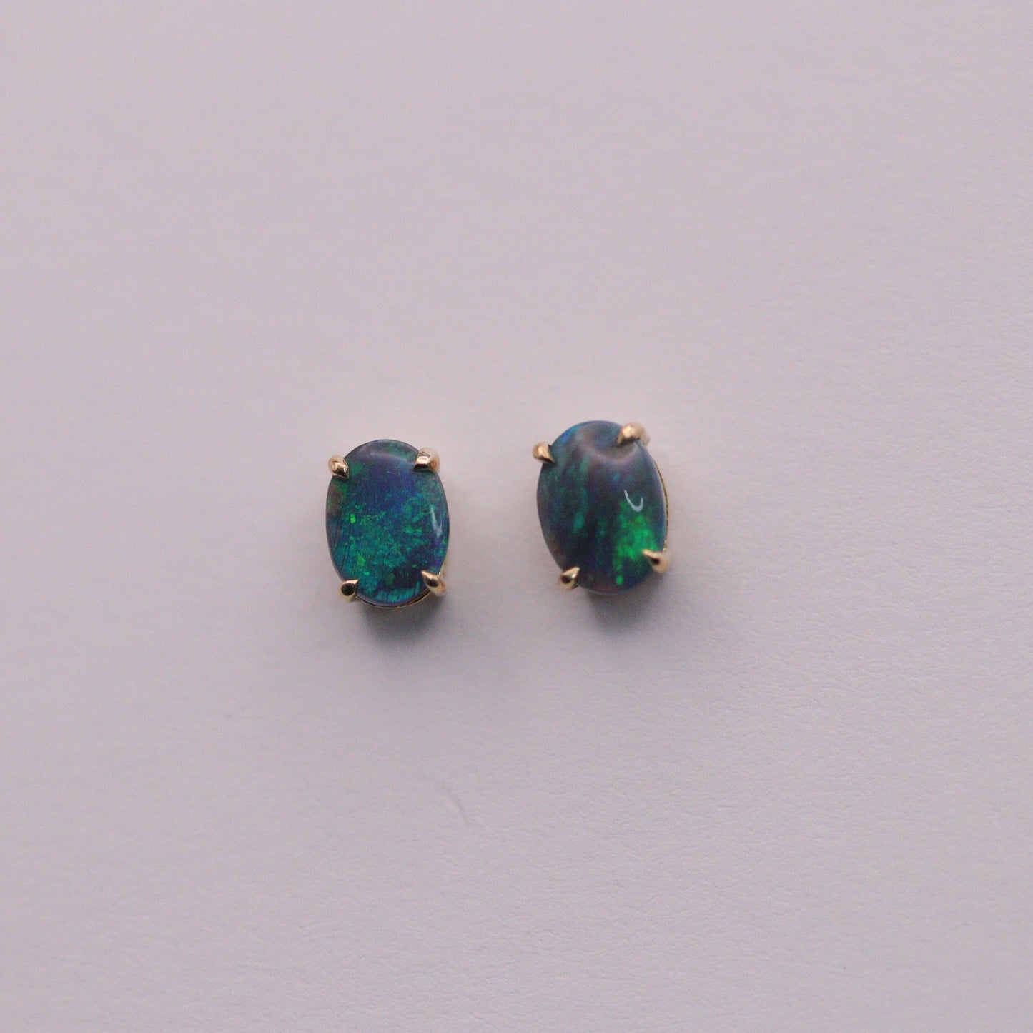Australian Black Opal 18kt Gold Earrings