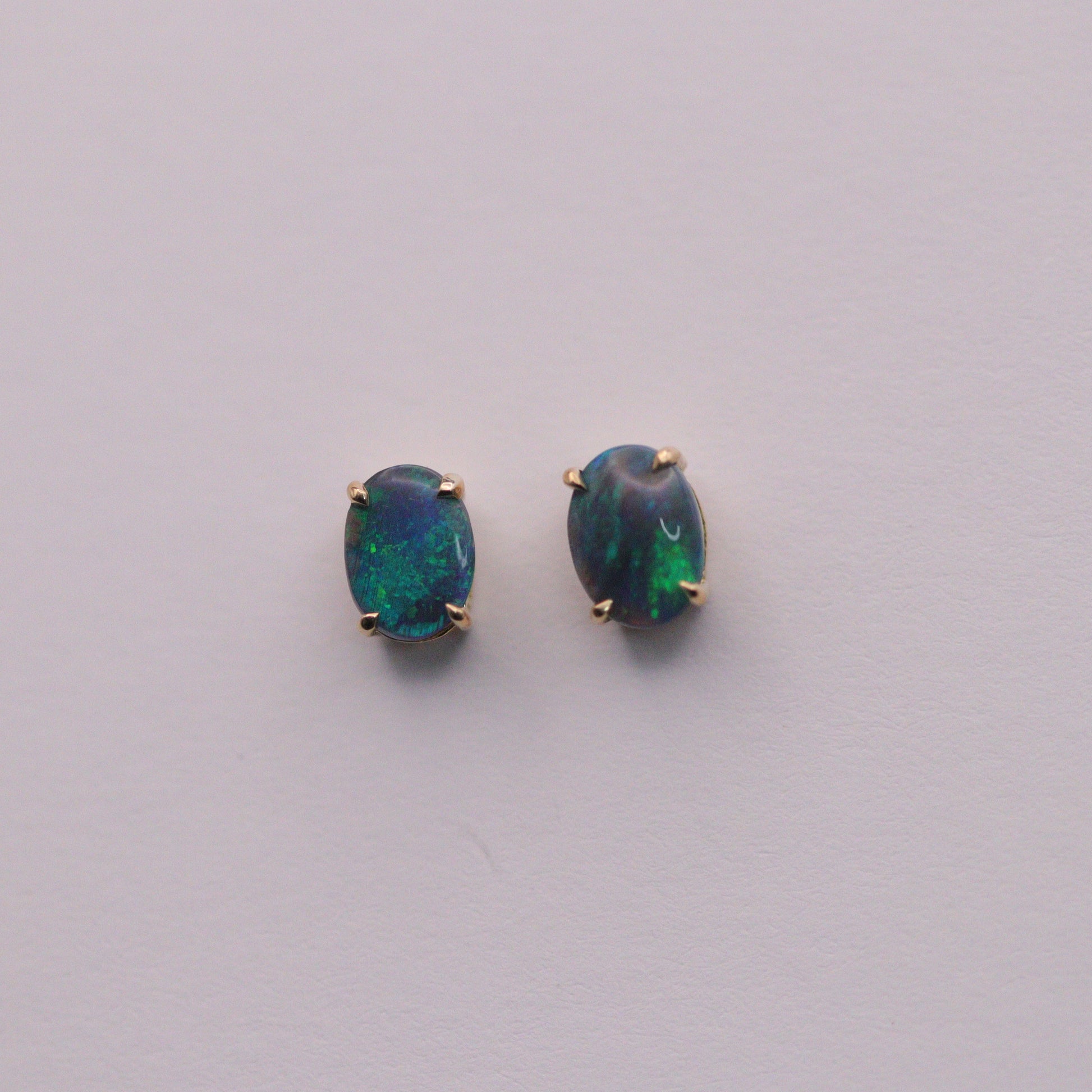 Australian Black Opal 18kt Gold Earrings
