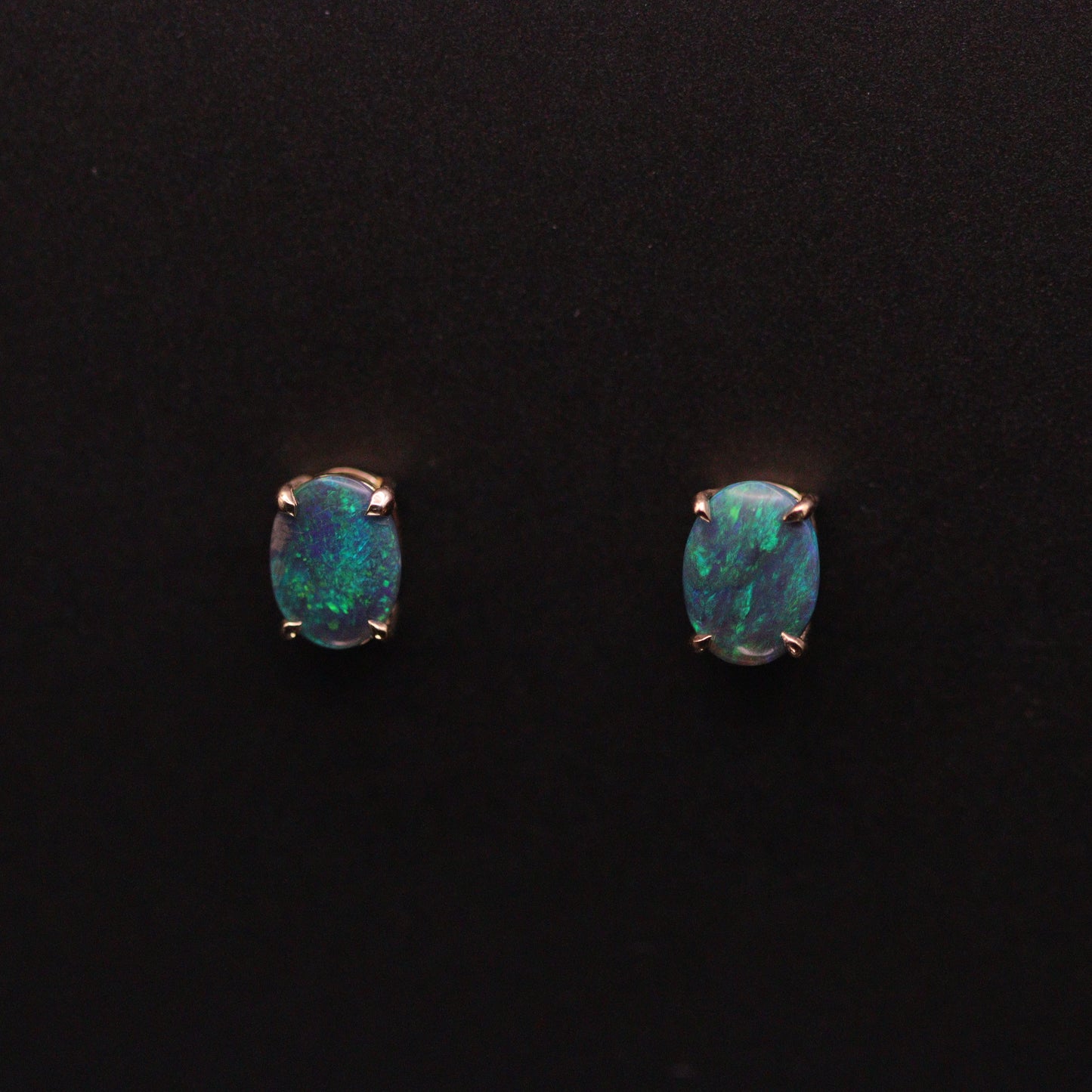 Australian Black Opal 18kt Gold Earrings