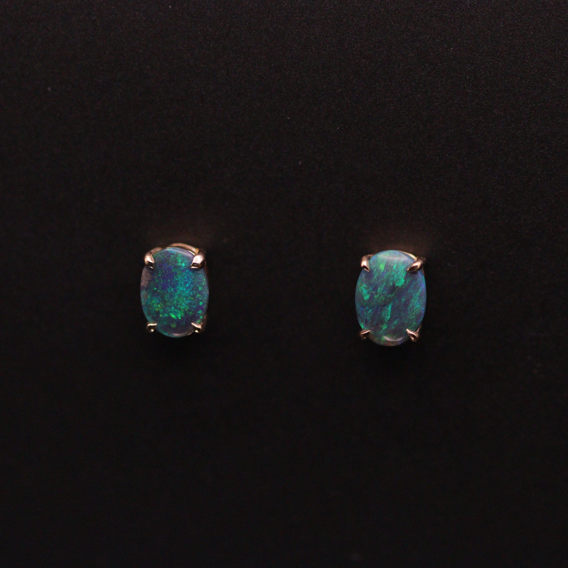 Australian Black Opal 18kt Gold Earrings