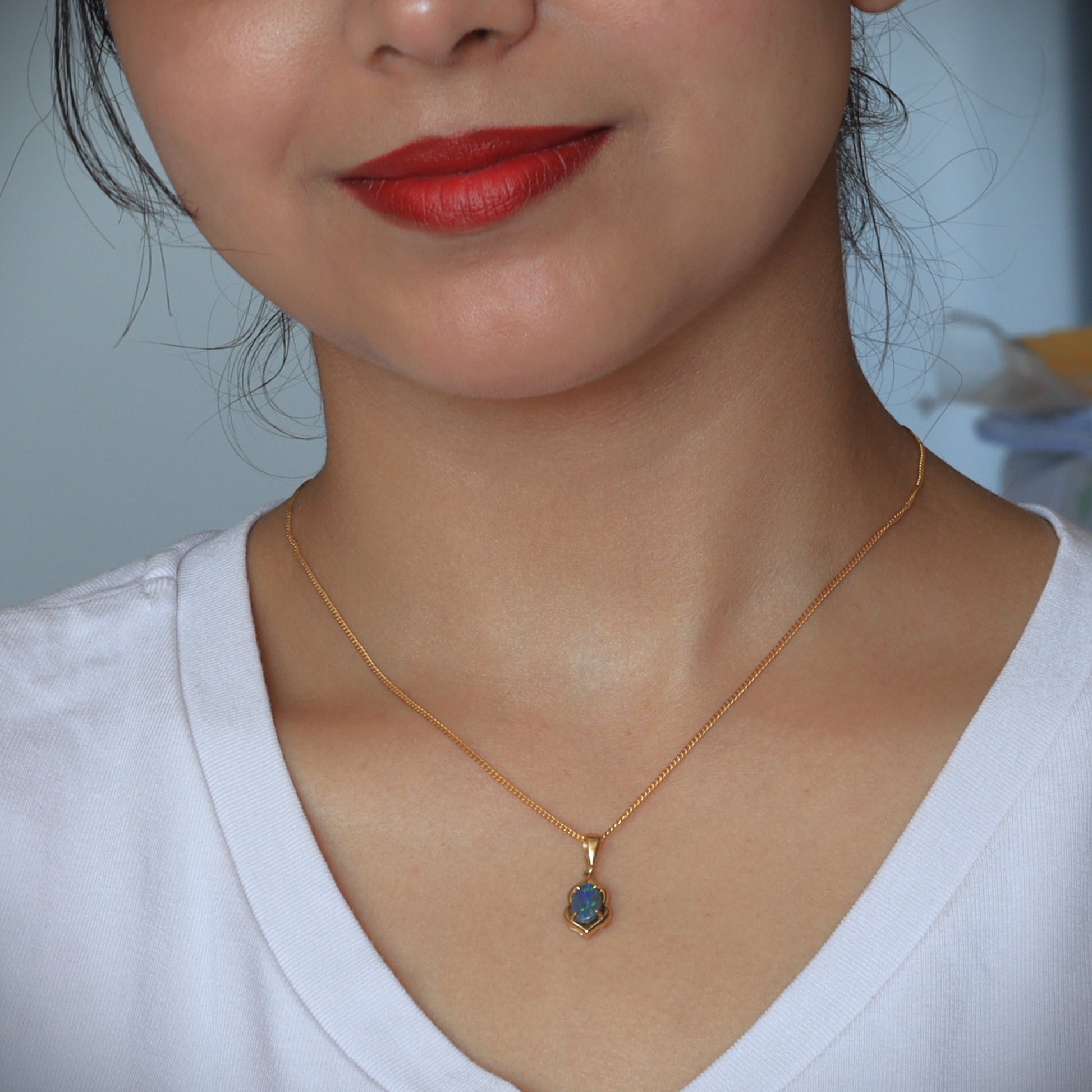 Australian Black Opal 18 karat gold pendant 