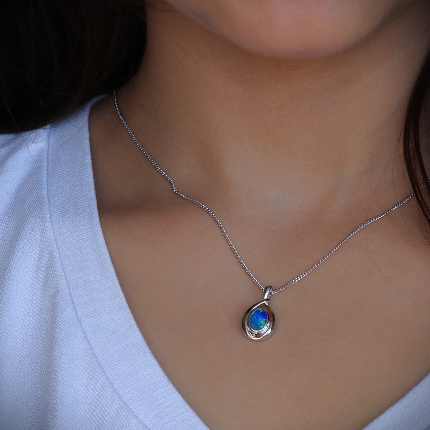 Australian Opal Doublet Silver Pendant
