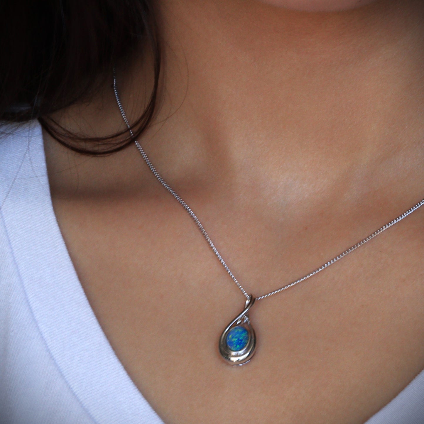 Australian Opal Doublet Silver Pendant