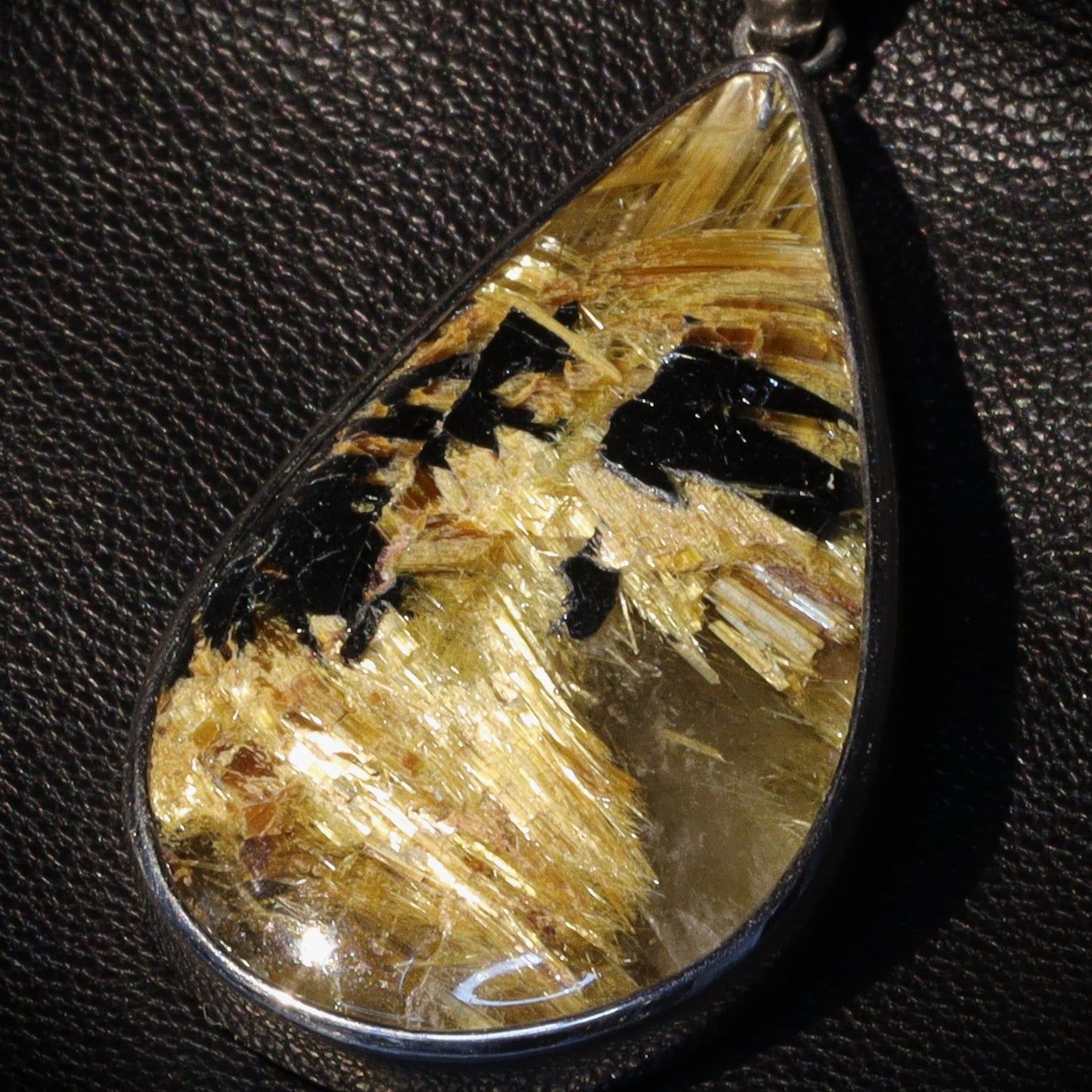 Golden Rutilated Quartz Silver Pendant