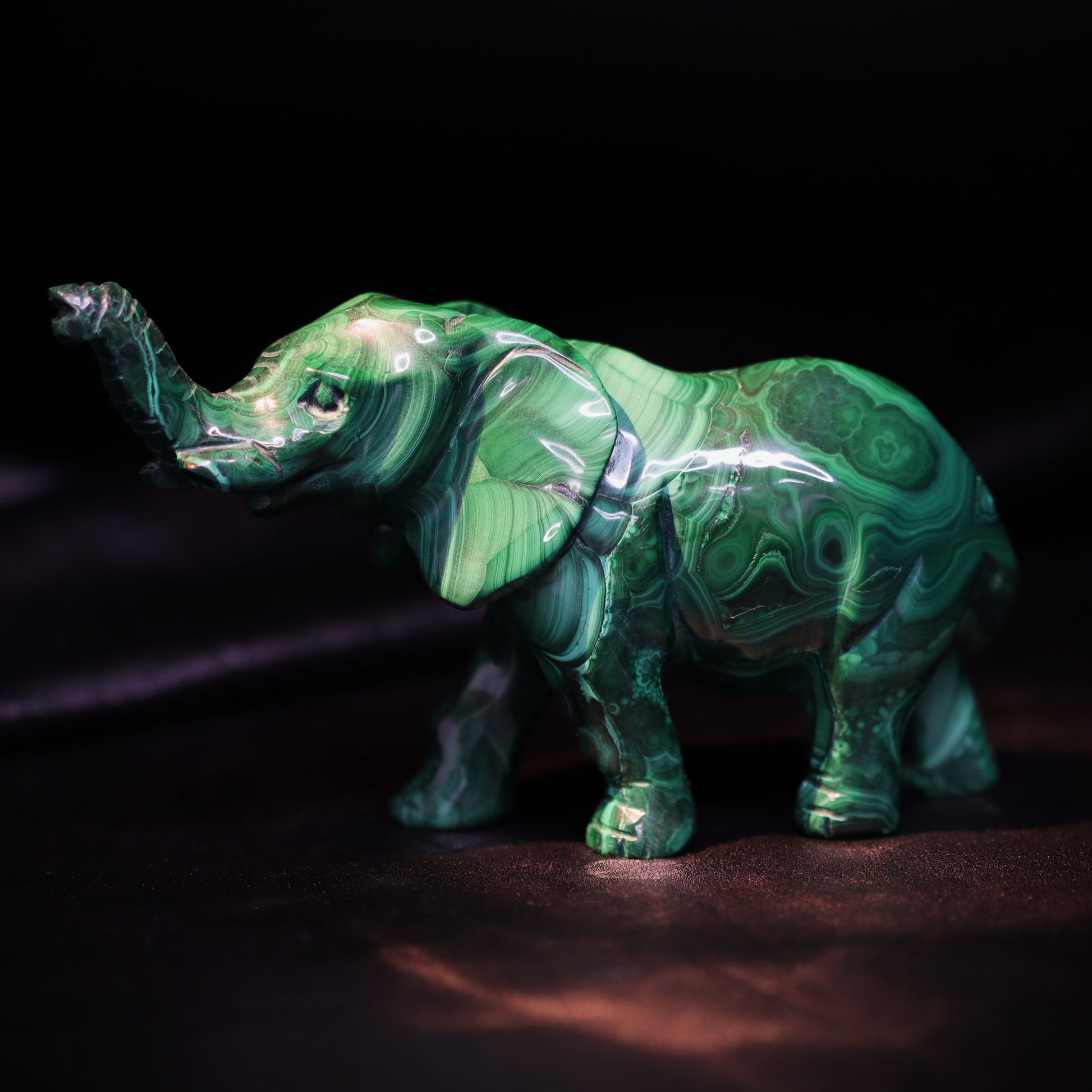 Malachite elephant carving  