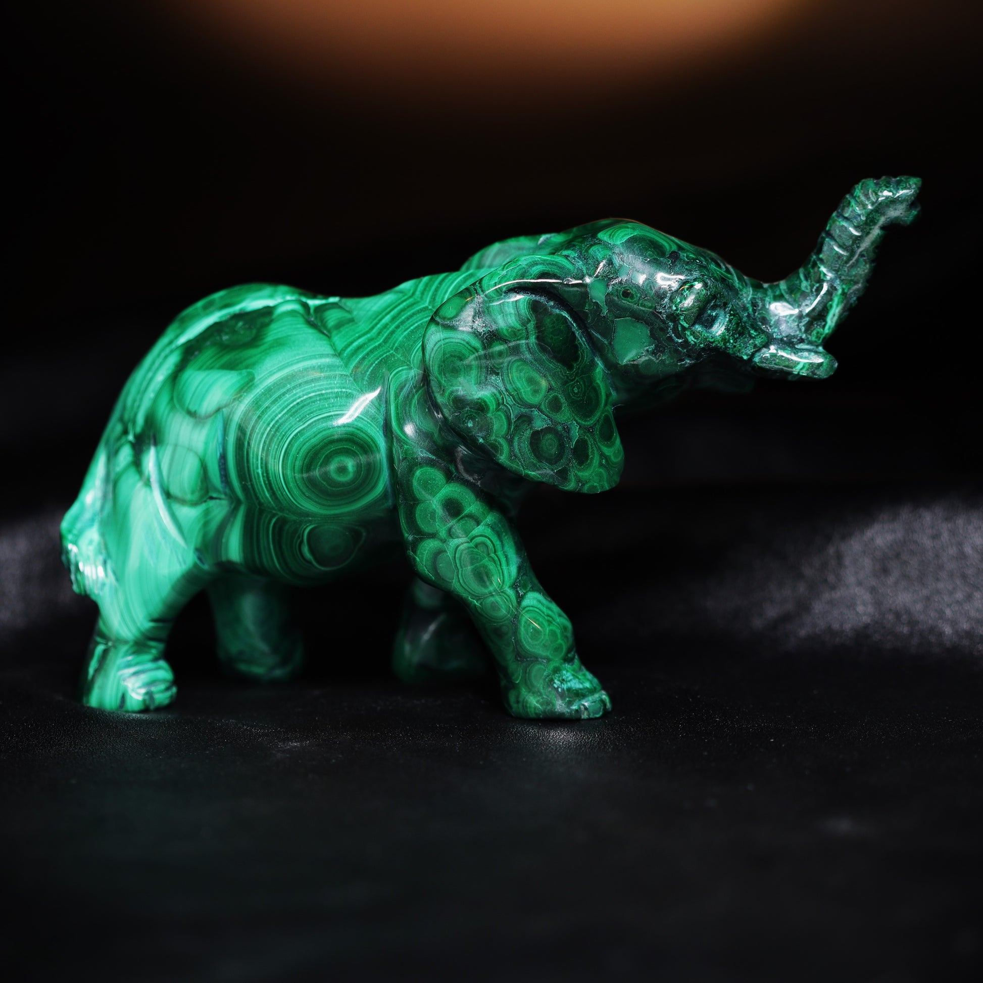 Malachite elephant carving  