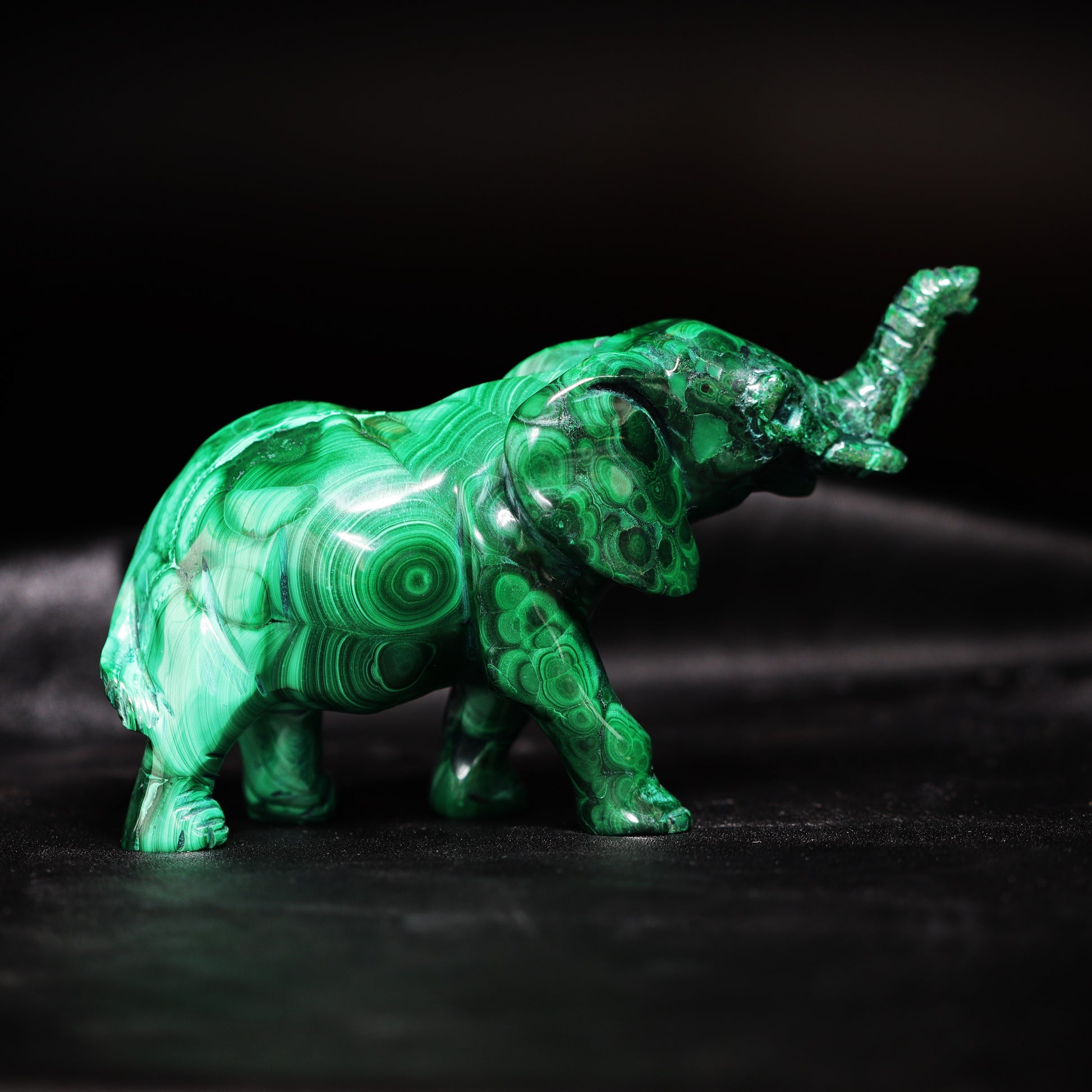 Malachite elephant carving  