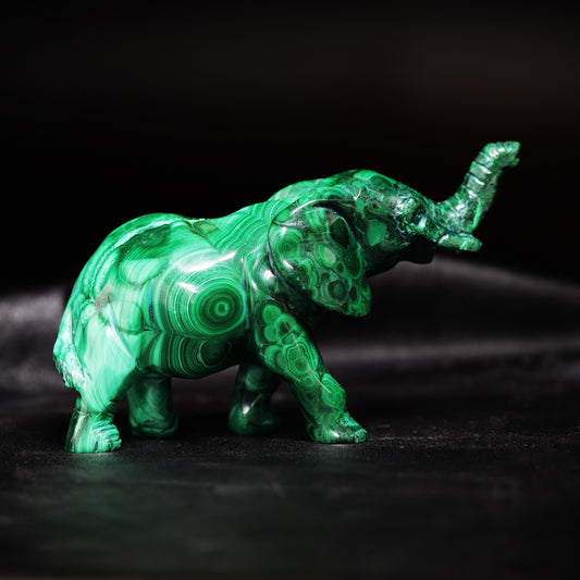 Malachite elephant carving  