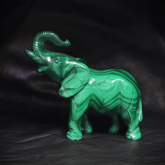 Malachite elephant carving  