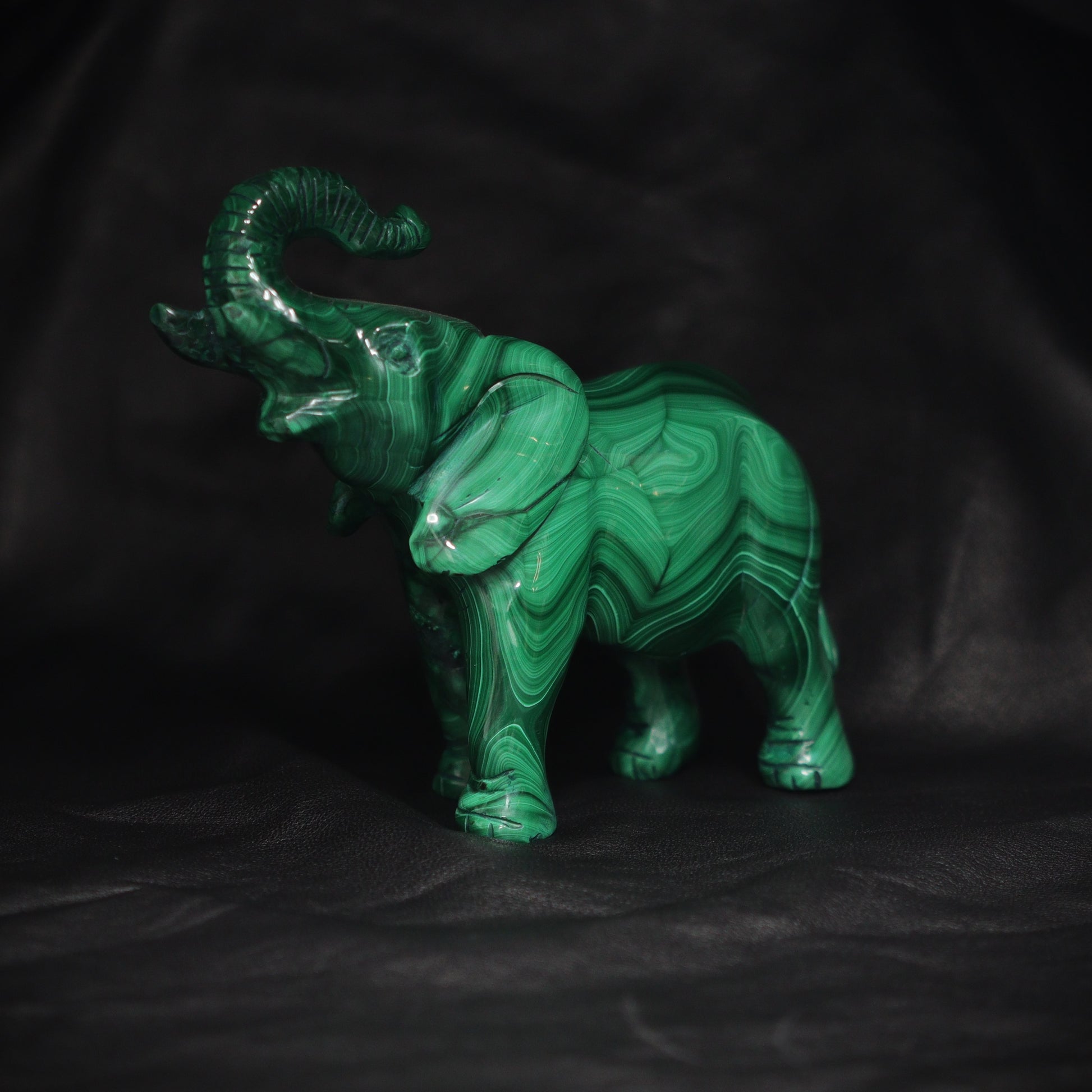 Malachite elephant carving  